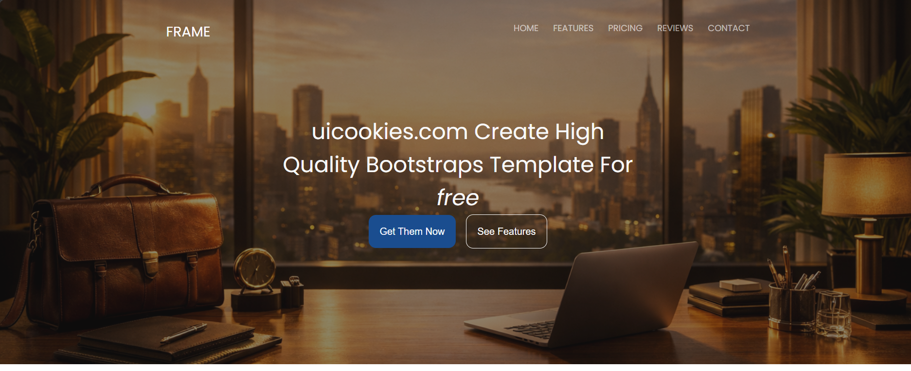 Frame landing page template recreation